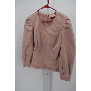 WOMEN'S LONG SLEEVE DENIM PULLOVER TOP PINK S-NEW